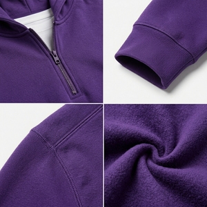 Conjunto de Sudadera con Capucha y Pantalón de Chándal de Forro Polar con Cremallera de 1/4 para Hombre, Personalizable con Logotipo, Grueso y Cálido para Invierno, Marca Privada - Product Image 4