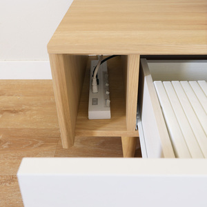 Modern Brown <b>Wood</b> Living Room & Home Office Cabinet with 1 Compartment 1 Shelf <b>Slab</b> Doors Minimalist Design 4 Drawers - Product Image 6