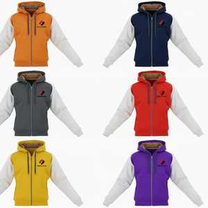 Sweat-shirt à capuche zippé pour homme, personnalisé, avec manches contrastées, en polaire, vêtements de sport décontractés, veste chaude d'hiver, fournisseur en gros - Product Image 6