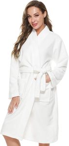 Bata de Baño de Felpa para Mujer, Manga Larga, Cuello en V, Larga, Color Morado Sólido, Algodón Suave, Informal, Transpirable, de Secado Rápido, Lujosa, ODM, para Invierno - Product Image 2