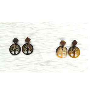ต่างหูทรงกลมลายสัตว์ทำจากเขาควาย ขนาดสั่งทำได้ โดย FAIZA CRAFT งานแฮนด์เมด ราคาถูก งานฝีมือธรรมชาติ ผลิตในอุตรอาร์พราฏธ์ - Product Image 6