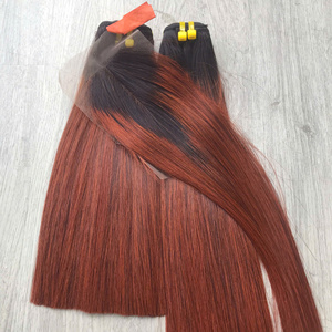 Prix usine 100% brut vierge vietnamien trame humaine dentelle perruque os droit Ombre brun couleur Super Double dessiné Extensions de cheveux - Product Image 5