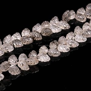 Cuentas de cuarzo con puntos talladas a mano en forma de hoja de 10 mm a 11 mm, hilo de cuentas de piedras preciosas de cuarzo natural con puntos, cuentas talladas sueltas, fabricante. - Product Image 3