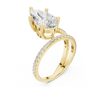 Anillo de Oro de 14K con Diamante Cultivado en Laboratorio de 3 Quilates, Corte Pera, Certificado IGI, VS1, Color E, para Boda, Compromiso o Aniversario - Product Image 2