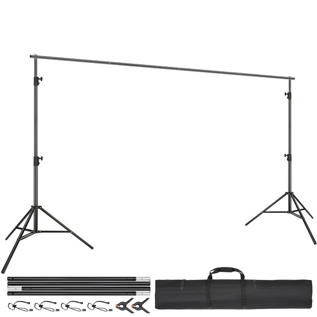 12 X 10 ft Heavy Duty Height Adjustable Photography Backdrop Stand 6 Clamps Background Support System Photo Studio Accessory