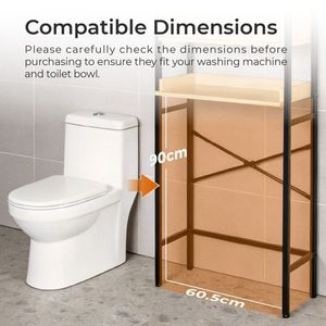 Mobile da Bagno con Finitura Effetto Legno in MDF Melaminico, Tubo Quadrato 64,5*30*171cm, Doppia Porta e Un Ripiano - Product Image 4