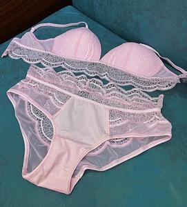 Ensemble de sous-vêtements de sport brodés pour femmes grandes tailles, soutien-gorge sans couture sans armatures, confortable, style floral français, lingerie unie avec logo - Product Image 3