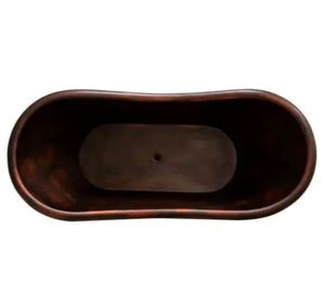 Baignoire autoportante noire ovale en métal pour bain à remous et spa - Product Image 2