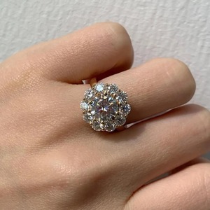 2ct Lab Grown Diamond Cut Halo Cluster Engagement Wedding <b>Ring</b> Statement Floral Minimalist 14K Solid Gold IGI Certified <b>Ring</b> - Product Image 4