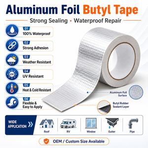 <span class=keywords><strong>Bande</strong></span> d'étanchéité en aluminium butyle autocollante, résistante à l'humidité, imperméable, flexible et durable pour toit de camping-car - Product Image 2