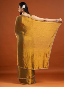 Sari en soie mélangée douce KV Self Design avec blouse non cousue - Product Image 5