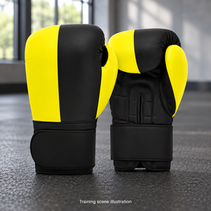 Guantes de Boxeo Unisex de PVC con Cierre de Muñeca, Color Amarillo y Negro, Hechos en Pakistán - Product Image 5