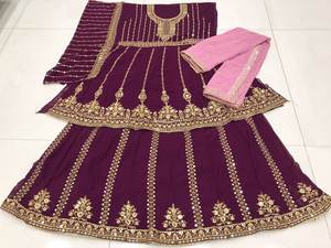 Readymade tradicional étnico indio paquistaní Lehenga & Dupatta Set, Georgette con bordado trabajo completo costura desgaste del partido - Product Image 6