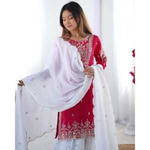 ชุดราตรีปักลายจากนักออกแบบชุดใส่ไปงานปาร์ตี้เสื้อ Plazzo and Dupatta - Product Image 5