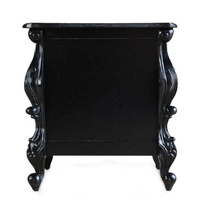 Table de chevet en bois massif peint en noir antique sculpté à la main Table de chevet classique Style européen Mobilier de chambre et d'hôtel