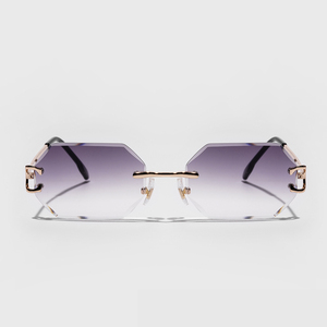 2157 New Fashion Luxury Gradient Rimless Metal Diamond Cut Frame Women Men Lentes De Sol Designer Custom Vintage <b>Sunglasses</b> 2025 - Product Image 1