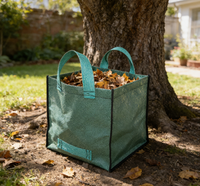 Sacs poubelles de cuisine grand format, robustes, en plastique vert, avec poignées tissées, pour feuilles d'automne et déchets de jardin, épaisseur 0,1 mm, 100-180 g/m²