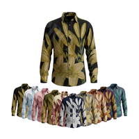 Kemeja Pria Lengan Panjang Motif Bunga Custom All Seasons, Stylish Kasual Nyaman Modis, Kemeja Custom