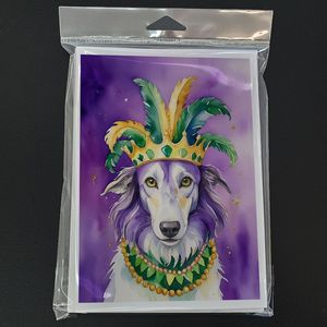 Borzoi King of Mardi Gras Whimsical A7 Blank Greeting Cards Pack of 8 with <b>Envelopes</b> <b>5x7</b> Note Size - Product Image 3