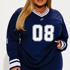 Camiseta de fútbol personalizada de manga larga, camiseta de fútbol retro de alta calidad con cuello en V, ropa de fútbol, camiseta de fútbol americano azul personalizada - Product Image 6