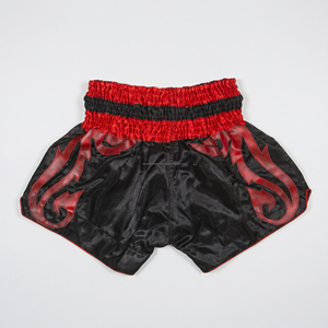 Custom Black Red <b>Men</b> Muay Thai <b>Shorts</b> Applique Leather <b>Patches</b> Kickboxing Trunks Wholesale Custom Logo MMA Fighting <b>Shorts</b> - Product Image 6
