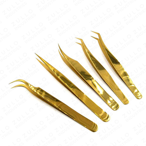 Customizable Gold Eyelash Tweezers Stainless Steel Pointed Tip Private Label OEM Lash Extension <b>Precision</b> <b>Tool</b> - Product Image 3