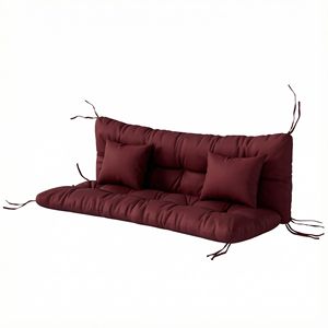 Set di 4 Cuscini per Sedie da Patio Rosso Vino, Cuscini di Ricambio per Schienale e Seduta con Lacci, Cuscini da Esterno - Product Image 1