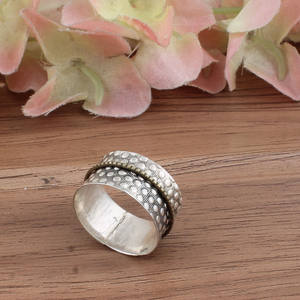 Vente en gros d'anneaux anti-stress en argent sterling 925 pour femmes et hommes, anneau rotatif pour soulager l'anxiété, bijoux, anneau anti-stress - Product Image 2