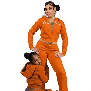 Ensemble sweat à capuche orné de strass bleus pour femme, avec haut oversize et pantalon de survêtement à jambes larges - Product Image 5
