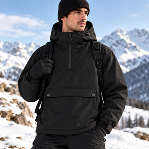 Veste de ski unisexe personnalisée à demi-zip avec capuche, coupe-vent d'hiver pour l'extérieur, fabrication OEM, marque privée, vente en gros - Product Image 1