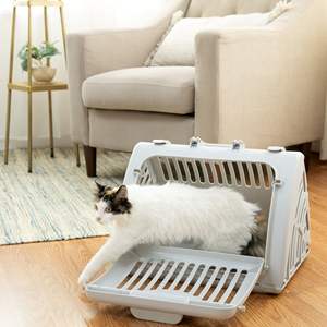 One Size Gray Foldable Plastic Travel Cat <b>Carrier</b> Convenient <b>Pet</b> <b>Carriers</b> - Product Image 5