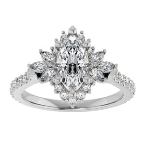 Marquise Cut Moissanite <b>Ring</b> 925 Sterling <b>Silver</b> 14K Gold Plated <b>Solitaire</b> Engagement <b>Ring</b> Bridal Wedding Promise Jewelry - Product Image 3