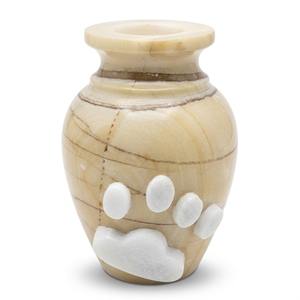 Urna de ónix para cremación de mascotas con diseño de huella de pata en color madera de teca, OEM ODM, de Onyx Crafts, precio mayorista, diseño de logotipo personalizado - Product Image 1