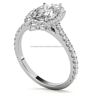 Anillos de Bodas de compromiso de Plata de Ley 925 de lujo al por mayor 2ct 7*9mm corte ovalado diamante cultivado en laboratorio anillo de dedo del pie de alta calidad regalo - Product Image 2