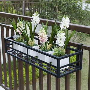 Support mural rectangulaire moderne en métal pour plantes, finition thermolaquée, pour balcon et extérieur - Product Image 1