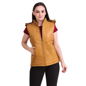 Gilet matelassé imperméable pour femme, rembourré en coton, avec fermeture éclair sur le devant, sans manches, vêtement d'extérieur isolant pour l'hiver - Product Image 1