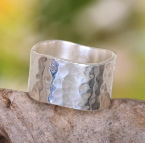 Anillo de Plata de Ley 925 con Bisel Ancho, Hecho a Mano, Moderno, Cristiano, para Boda, Compromiso, Aniversario, Regalo para Mujer - Product Image 2