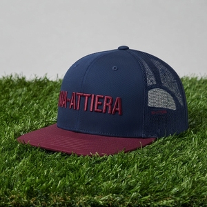 Men's <b>Navy</b> Burgundy Trucker Cap Mesh Back Snapback Baseball <b>Hat</b> Custom Embroidered Logo Adjustable - Product Image 5