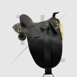 Selle australienne de haute qualité en cuir naturel souple, confortable, à assise profonde, personnalisable, avec quincaillerie nickelée pour cheval - Product Image 3