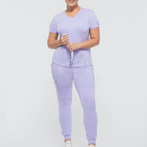 Professional Medical Clothing <b>Short</b> Sleeve Healthcare Top Elastic Waist <b>Trousers</b> Nursing Wear <b>Women</b> Scrub Uniform 100% Cotton - Product Image 2