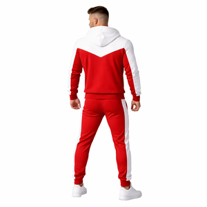 New Design Custom Men Tracksuit Red <b>White</b> Hoodie and Jogger Set Sportswear Training Suit Comfortable Gym Wear Wholesale - Product Image 5