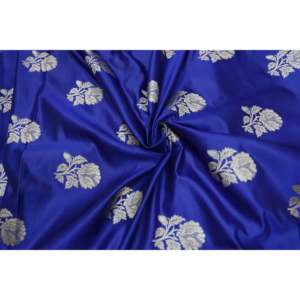Tela de Brocado de Poliéster con Bordado Floral Azul Rey, 44 Pulgadas de Ancho, Estilo Jacquard con Flores Doradas, Se Vende por Yarda - Product Image 4