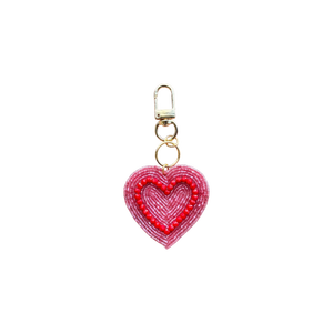 Cute Handmade Crystal Woven Heart Keychain Pink Red Embroidered Waterproof <b>Bag</b> <b>Charm</b> Gold Hardware Fashion Key Ring Women Girls - Product Image 1