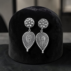 <b>Silver</b> Mountain Oxidized Garnet Floral Teardrop <b>Dangle</b> <b>Earrings</b> 925 <b>Silver</b> Ethnic Women's Tribal for Wedding Party & Gift - Product Image 5