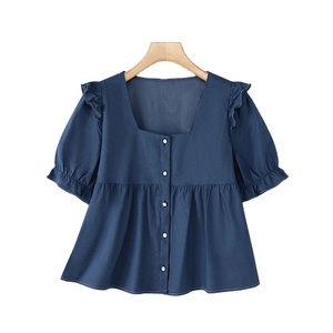 Chemise en jean classique pour femme, manches longues, boutonnée, streetwear, écologique, respirante, épaules tombantes, toutes les couleurs disponibles - Product Image 1