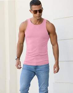 Men's High Quality Poly Spandex Gym Sports Vest Top Custom Logo Ribbed Muscle Fit Tank Knitted Casual <b>Running</b> - Product Image 3