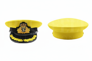 Customized Color Wool Blend Visor Cap Classic Uniform Style Embroidered Badge Design Adjustable Flat Top Headwear for <b>Men</b> - Product Image 6