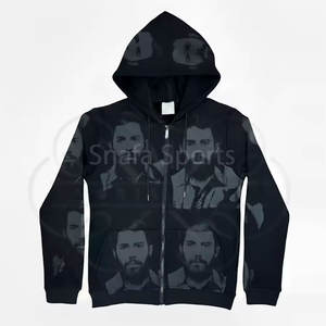 Sudadera con capucha informal para hombre, antiarrugas, ecológica, de forro polar estampado Asali, transpirable, de algodón y poliéster. - Product Image 3