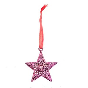 Christmas <b>Hanging</b> Metal <b>Star</b> Ornament Blue Glitter Decoration for Tree Home Party Holiday Decor Gift Piece <b>Hanging</b> Pendant - Product Image 1