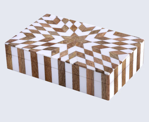Decorative Storage Boxes Resin Jewelry <b>Box</b> with Lid Rectangular Wood Keepsake <b>Box</b> for <b>Earrings</b> Decor Purpose by Blatant Exports - Product Image 5